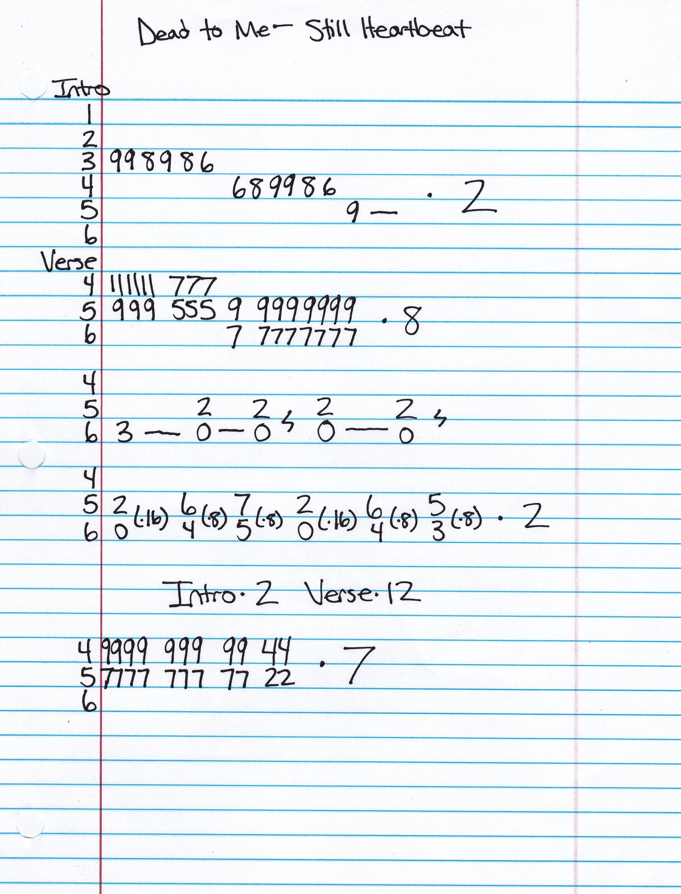 High quality guitar tab for Still Heartbeat by Dead To Me off of the album Cuban Ballerina. ***Complete and accurate guitar tab!***
